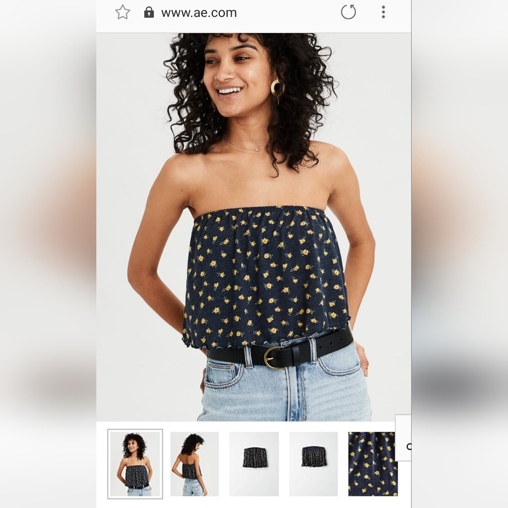 Forever 21 Black and Yellow Smocked Crop Top